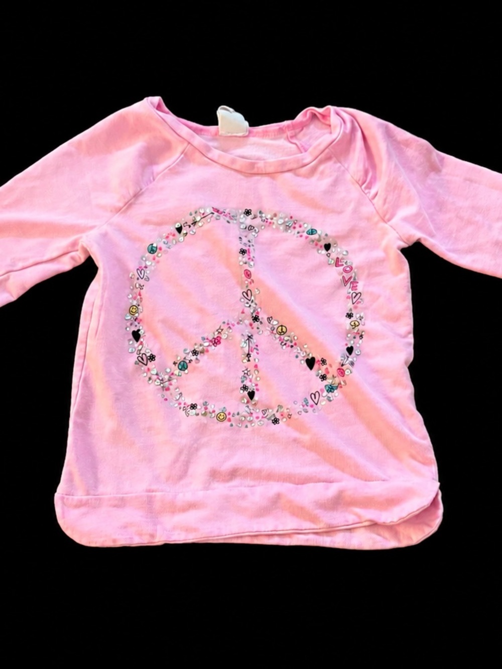 LA CIROQ Girls Pink Peace Sign Long Sleeve Shirt Size 6/6X